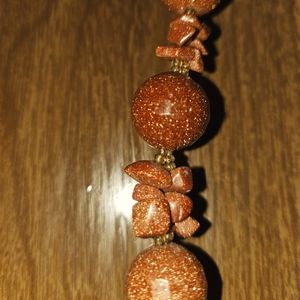 Women's golden sandstone beaded necklace